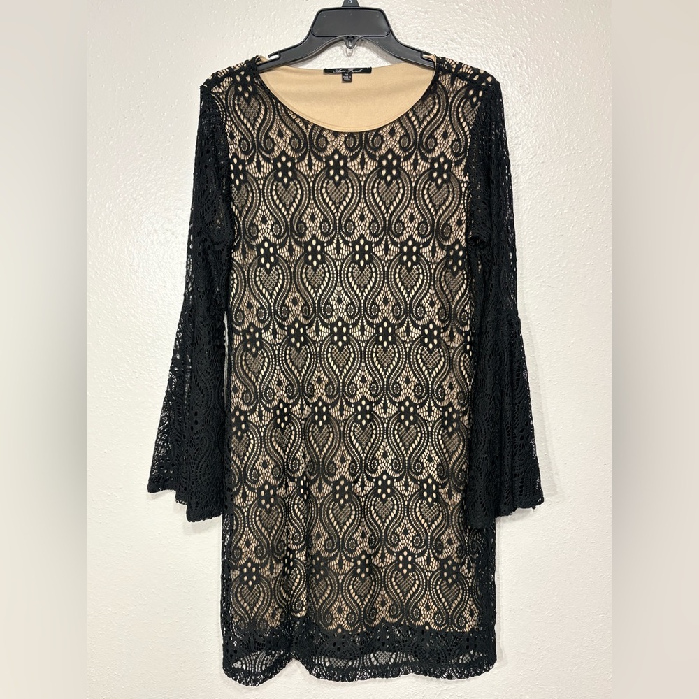 Anne French Long Sleeve Black Lace Women's Dress Size Medium